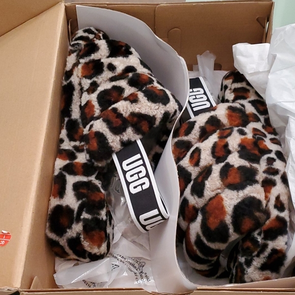 Ugg W Fluff Slide Leopard - Picture 2 of 5